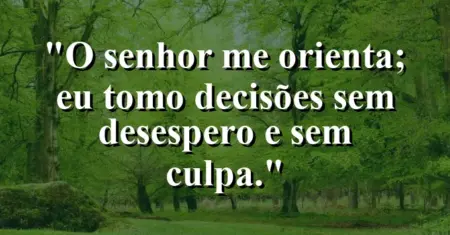 “O Senhor me orienta; eu tomo decisões sem desespero e sem culpa.”