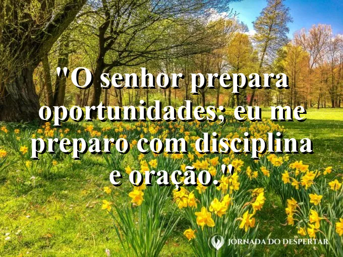Imagem com a frase: O Senhor prepara oportunidades; eu me preparo com disciplina e oração.