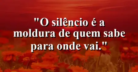 O silêncio é a moldura de quem sabe para onde vai.