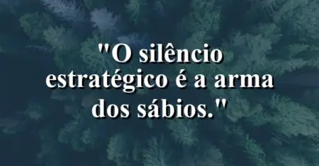 O silêncio estratégico é a arma dos sábios.