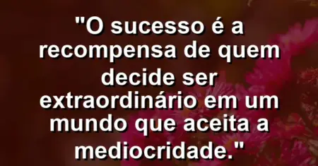 “O sucesso é a recompensa de quem decide ser extraordinário em um mundo que aceita a mediocridade.”