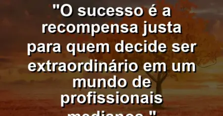 “O sucesso é a recompensa justa para quem decide ser extraordinário em um mundo de profissionais medianos.”