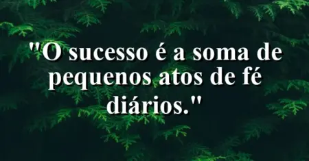 O sucesso é a soma de pequenos atos de fé diários.