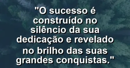 “O sucesso é construído no silêncio da sua dedicação e revelado no brilho das suas grandes conquistas.”
