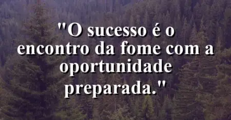 O sucesso é o encontro da fome com a oportunidade preparada.