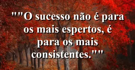 “O sucesso não é para os mais espertos, é para os mais consistentes.”