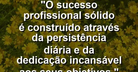 “O sucesso profissional sólido é construído através da persistência diária e da dedicação incansável aos seus objetivos.”