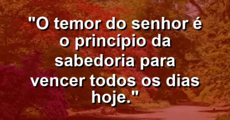 “O temor do Senhor é o princípio da sabedoria para vencer todos os dias hoje.”
