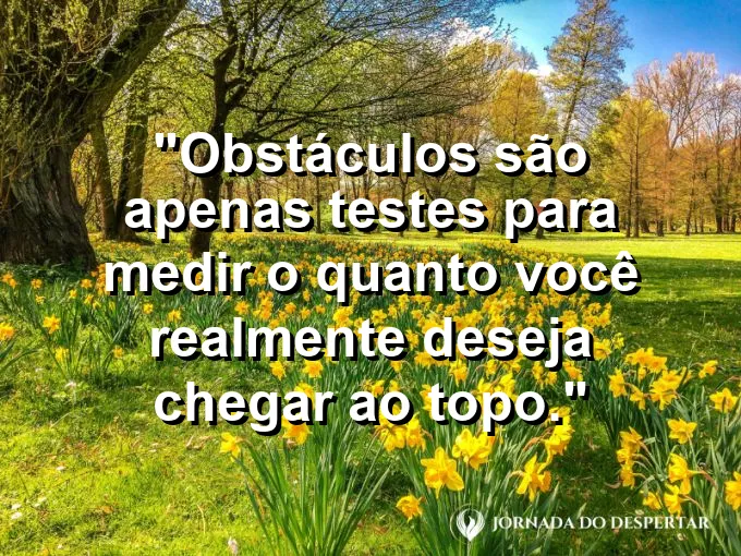 Escada de pedra antiga com frase sobre testes e superação de limites.