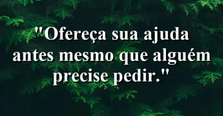 “Ofereça sua ajuda antes mesmo que alguém precise pedir.”