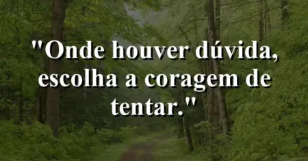 Onde houver dúvida, escolha a coragem de tentar.