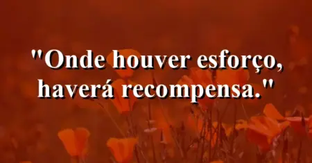 Onde houver esforço, haverá recompensa.