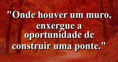 Onde houver um muro, enxergue a oportunidade de construir uma ponte.