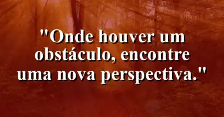 Onde houver um obstáculo, encontre uma nova perspectiva.