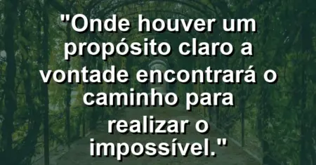 “Onde houver um propósito claro a vontade encontrará o caminho para realizar o impossível.”