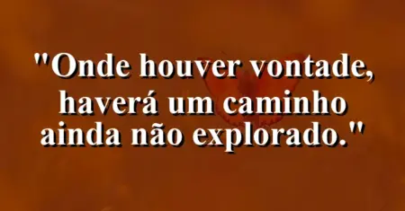Onde houver vontade, haverá um caminho ainda não explorado.