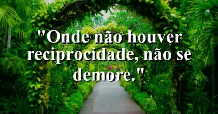 Onde não houver reciprocidade, não se demore.