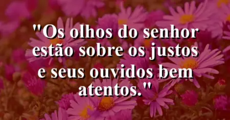 “Os olhos do Senhor estão sobre os justos e seus ouvidos bem atentos.”