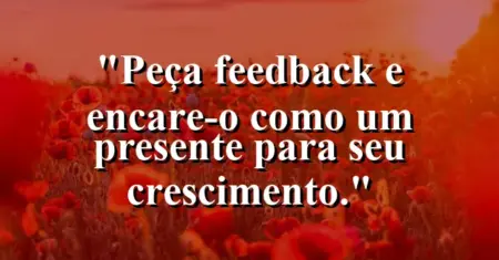 “Peça feedback e encare-o como um presente para seu crescimento.”