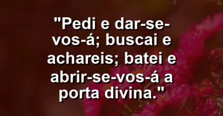 “Pedi e dar-se-vos-á; buscai e achareis; batei e abrir-se-vos-á a porta divina.”
