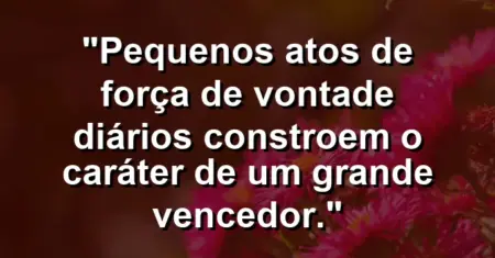 “Pequenos atos de força de vontade diários constroem o caráter de um grande vencedor.”