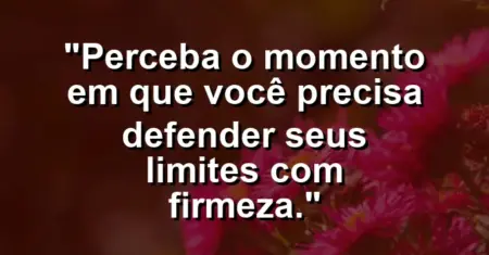 “Perceba o momento em que você precisa defender seus limites com firmeza.”