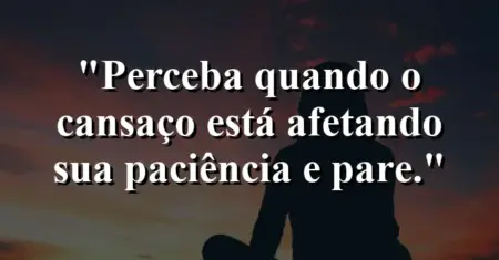 “Perceba quando o cansaço está afetando sua paciência e pare.”