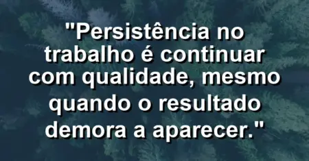 “Persistência no trabalho é continuar com qualidade, mesmo quando o resultado demora a aparecer.”