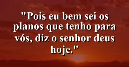 “Pois eu bem sei os planos que tenho para vós, diz o Senhor Deus hoje.”