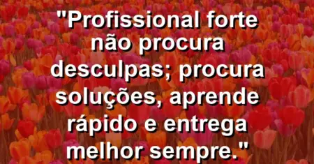 “Profissional forte não procura desculpas; procura soluções, aprende rápido e entrega melhor sempre.”