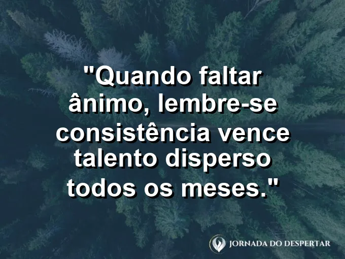 Imagem com a frase motivacional sobre trabalho: Quando faltar ânimo, lembre-se: consistência vence talento disperso todos os meses.