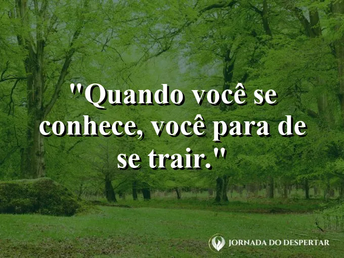 Frase sobre autoconhecimento e autoestima: Quando você se conhece, você para de se trair.