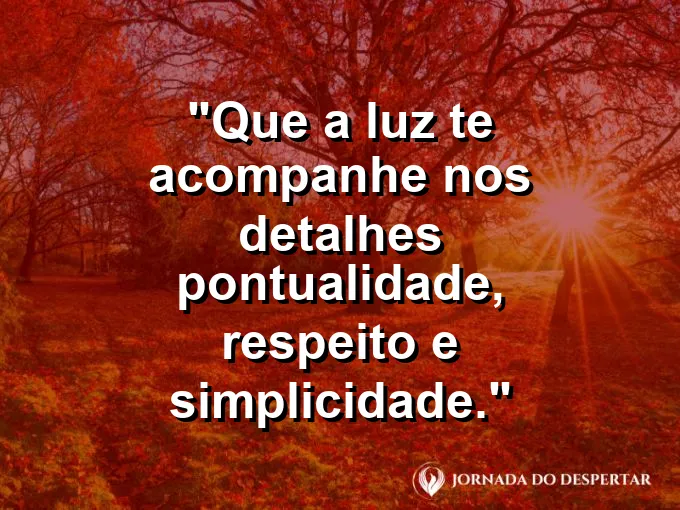 Imagem com a frase: Que a luz te acompanhe nos detalhes: pontualidade, respeito e simplicidade.