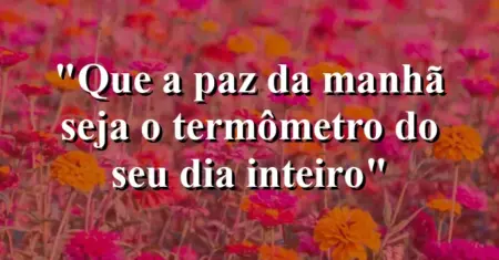 “Que a paz da manhã seja o termômetro do seu dia inteiro”