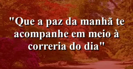 “Que a paz da manhã te acompanhe em meio à correria do dia”