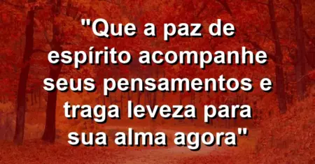 “Que a paz de espírito acompanhe seus pensamentos e traga leveza para sua alma agora”