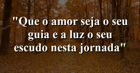 “Que o amor seja o seu guia e a luz o seu escudo nesta jornada”