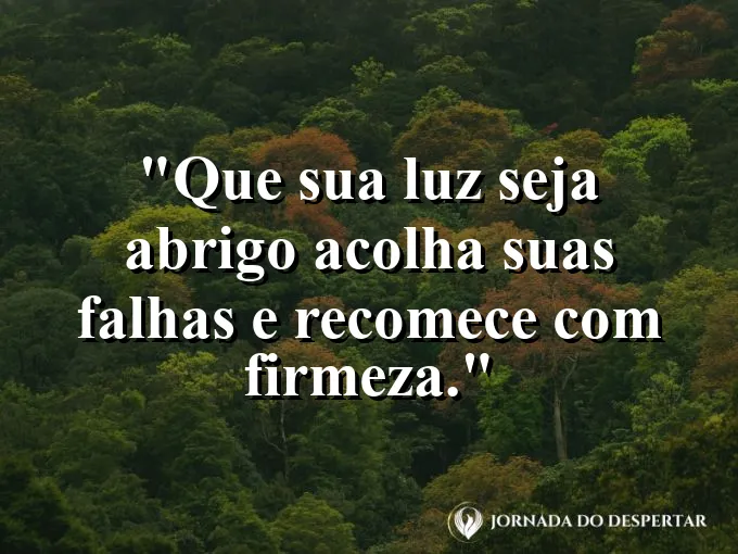 Mensagens de Bom Dia para Começar Sua Jornada com Muita Luz: Que sua luz seja abrigo: acolha suas falhas e recomece com firmeza.