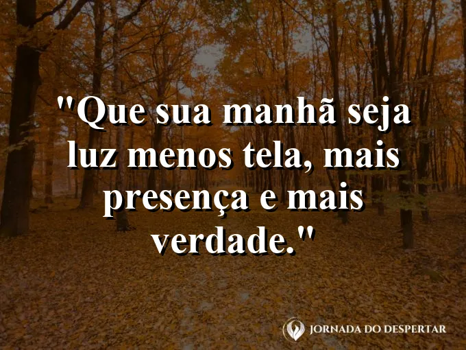 Mensagens de Bom Dia para Começar Sua Jornada com Muita Luz: Que sua manhã seja luz: menos tela, mais presença e mais verdade.