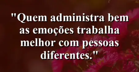 “Quem administra bem as emoções trabalha melhor com pessoas diferentes.”