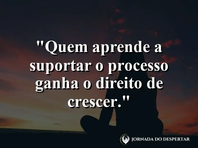 Imagem com frase sobre suportar o processo para crescer.