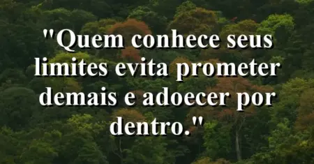 “Quem conhece seus limites evita prometer demais e adoecer por dentro.”