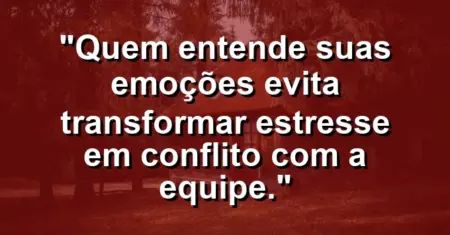 “Quem entende suas emoções evita transformar estresse em conflito com a equipe.”