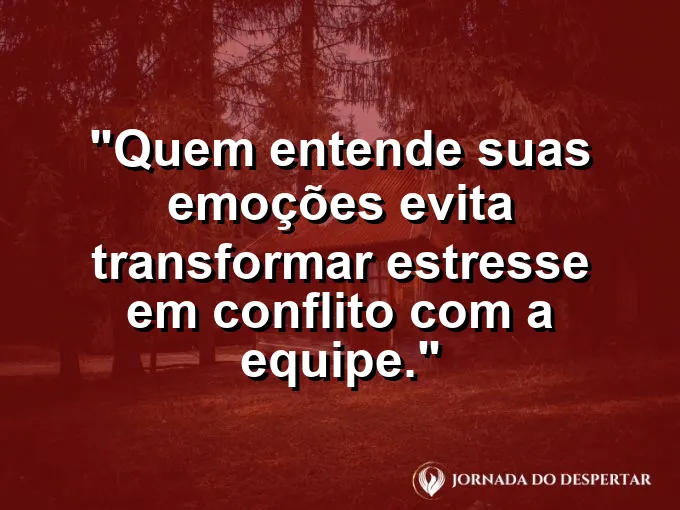 Imagem com frase sobre controle emocional e convivência profissional.