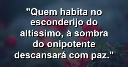 “Quem habita no esconderijo do Altíssimo, à sombra do Onipotente descansará com paz.”