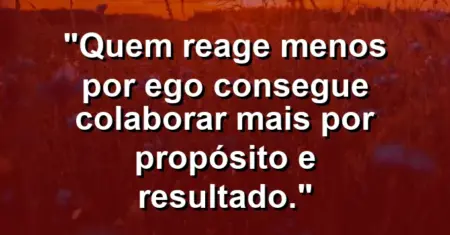 “Quem reage menos por ego consegue colaborar mais por propósito e resultado.”
