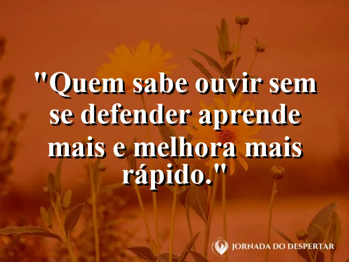 Imagem com frase sobre aprender ouvindo com maturidade.