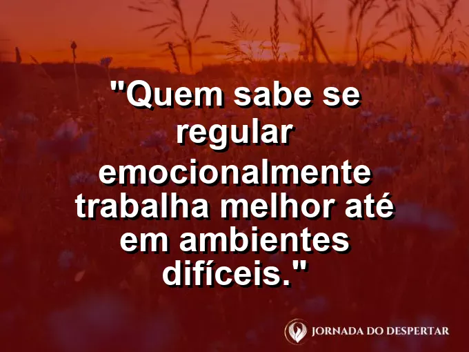 Imagem com frase sobre equilíbrio emocional em contextos desafiadores.