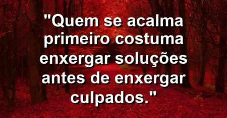 “Quem se acalma primeiro costuma enxergar soluções antes de enxergar culpados.”