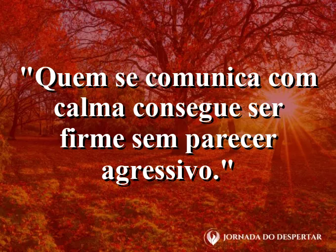 Imagem com frase sobre comunicação calma e postura firme.